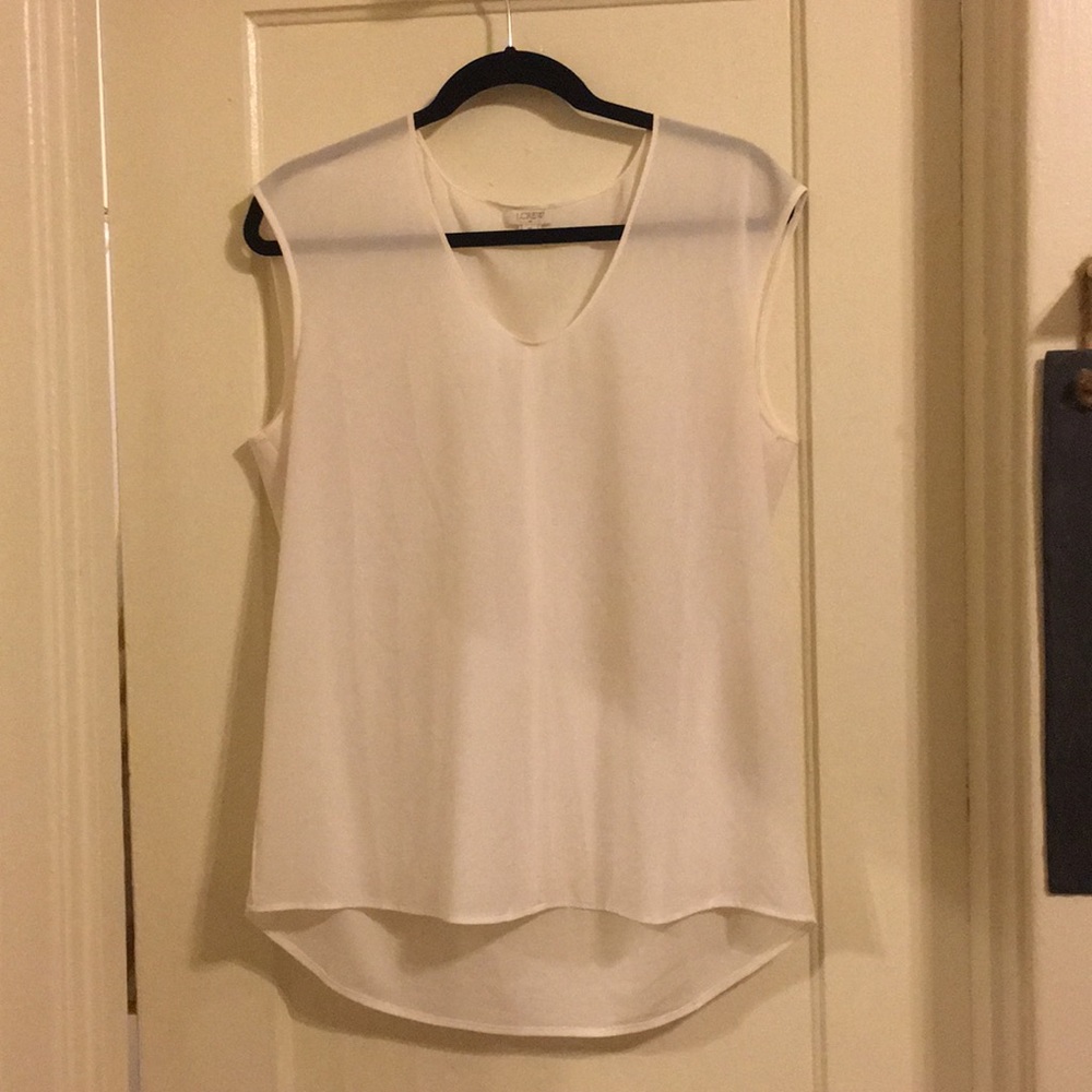 JCrew Cream Lightweight Capsleeve Blouse